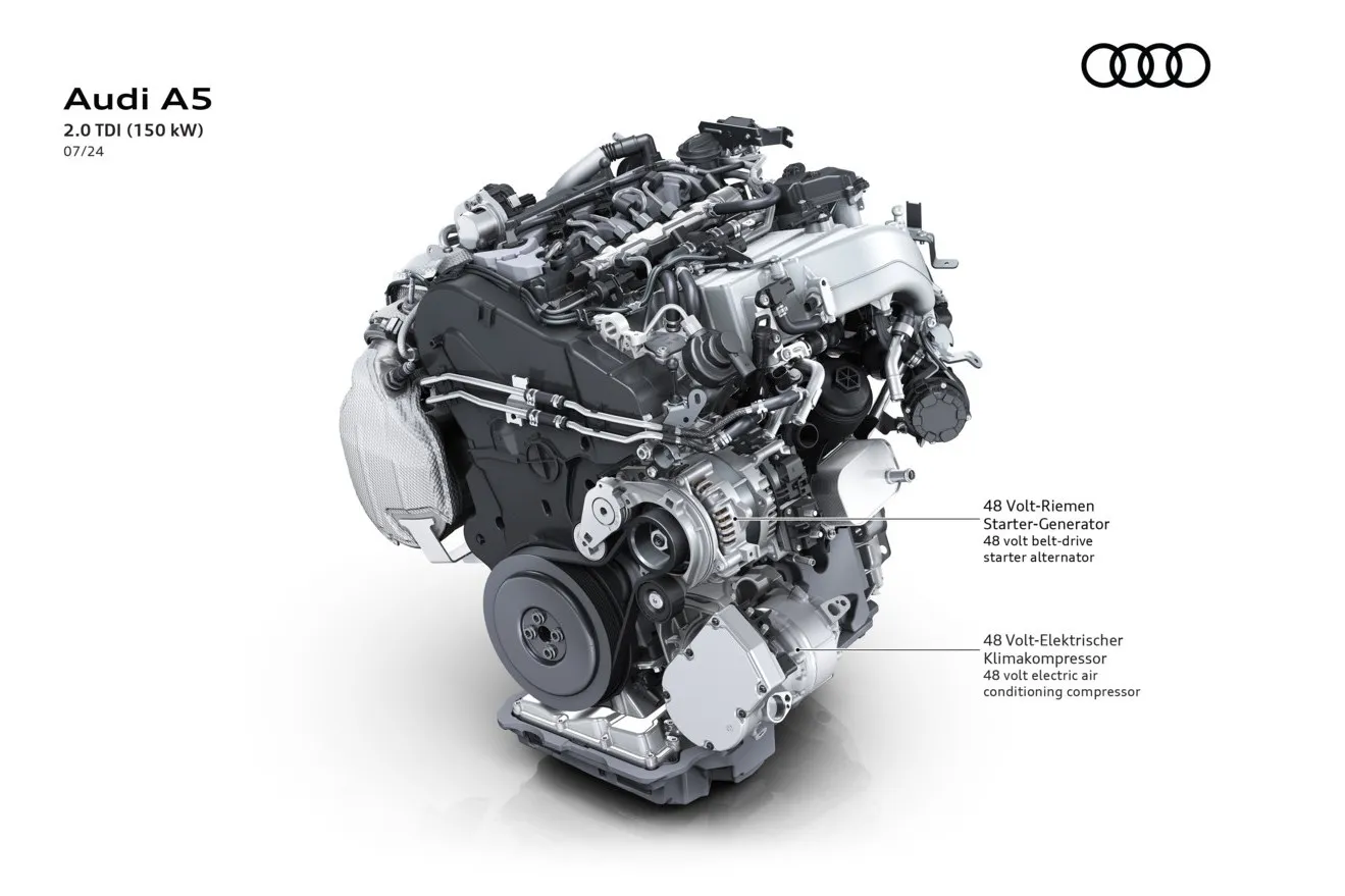 Bei den 2.0 TDI  Motoren (150 kW) liegt der Fokus auf Abgasreinigung und Elektrifizierung